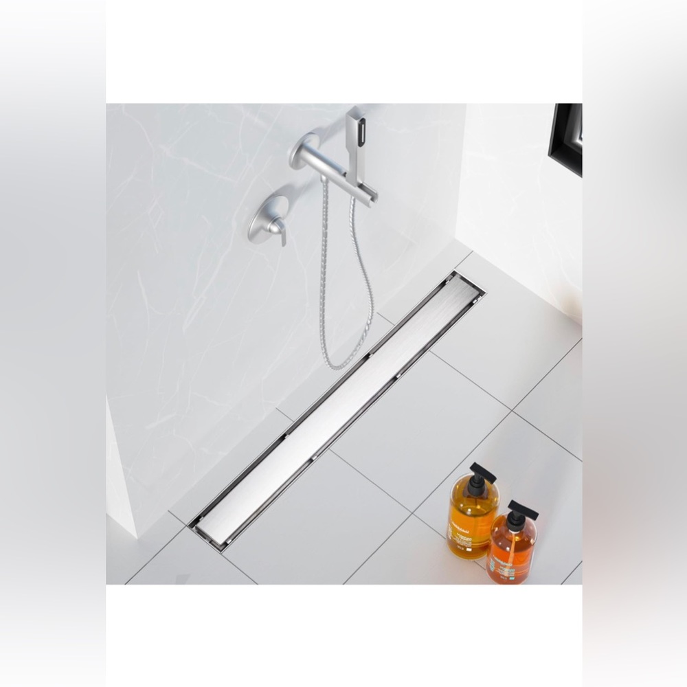 Shower Drain- with 2-in-1 Flat & Tile Insert Cover, Brushed 304 Stainless Steel